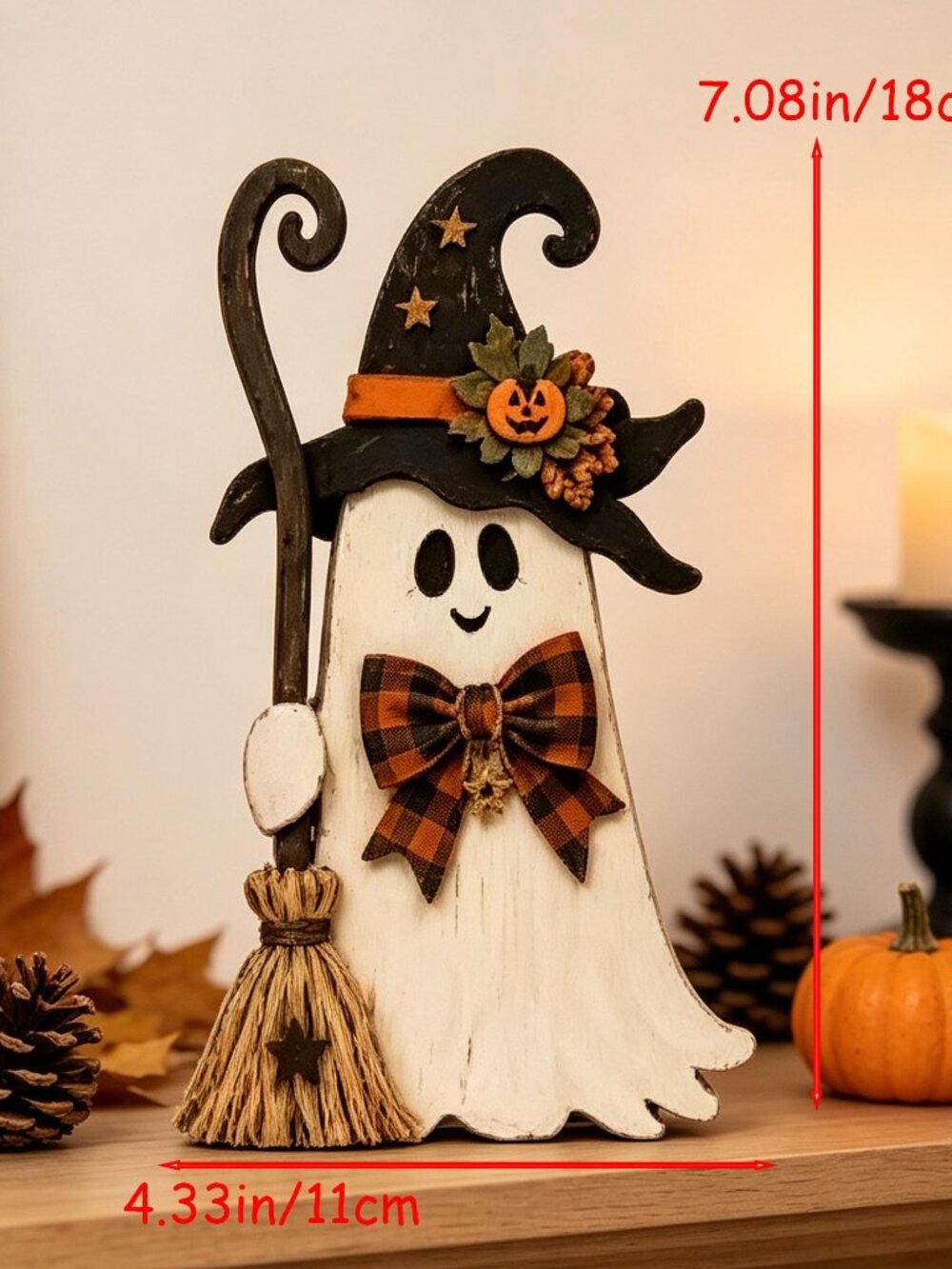 Farmhouse Wooden Halloween Set, Ghost Pumpkin Black Cat Decor Halloween Decor - Picture 4 of 5